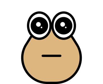 Illustration of a small, brown, oval-shaped figure with oversized, round eyes and a straight mouth, giving it a cute, childlike appearance.